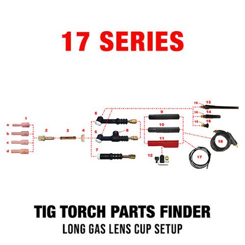 WP17 Series Long Gas Lens Cup TIG Setup