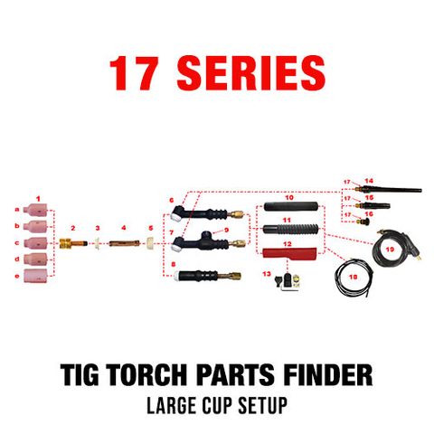 WP17 Series Large Cup TIG Torch Setup