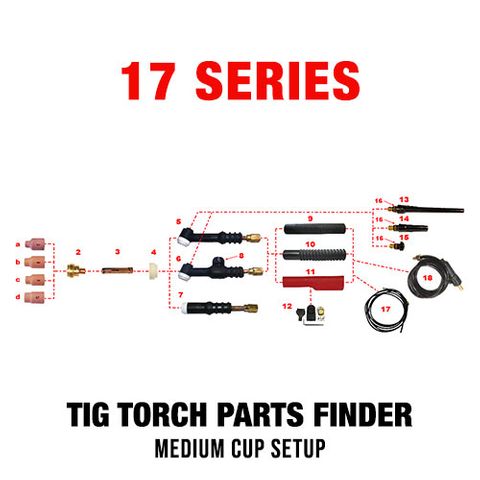 WP17 Series Medium Cup TIG Torch Setup