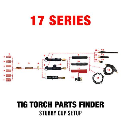 WP17 Series Stubby Cup TIG Torch Setup