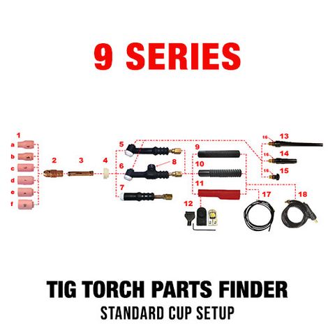 WP9 Series Standard Cup TIG Torch Setup