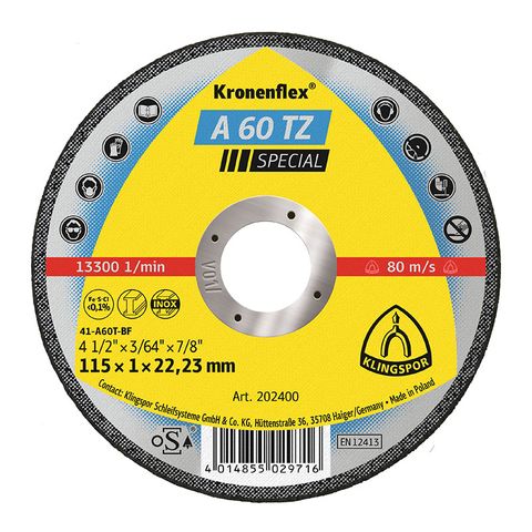 Kronenflex Cutting Disc A60TZ 115 x 1.0 x 22 PK25