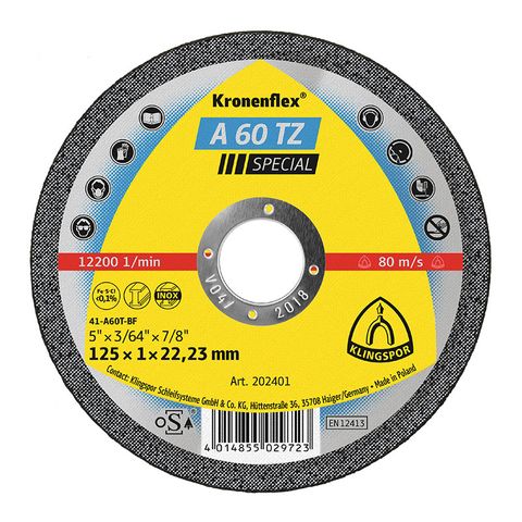 Kronenflex Cutting Disc A60TZ 125 x 1.0 x 22 PK25