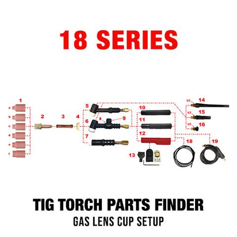 WP18 Series Gas Lens Cup TIG Torch Setup