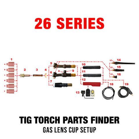 WP26 Series Gas Lens Cup TIG Torch Setup