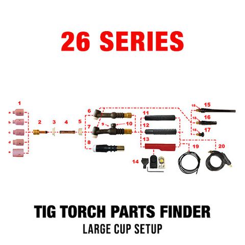 WP26 Series Large Cup TIG Torch Setup