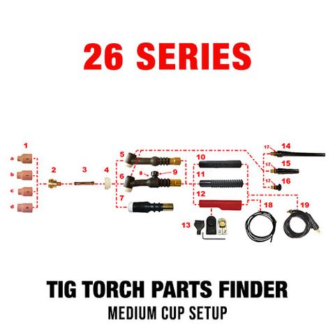 WP26 Series Medium Cup TIG Torch Setup
