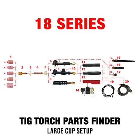 WP18 Series Large Cup TIG Torch Setup