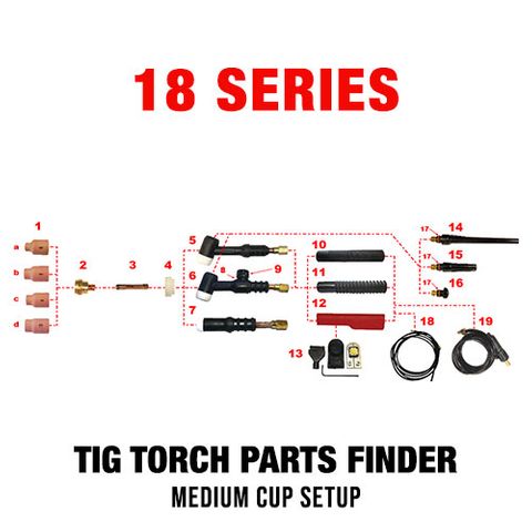 WP18 Series Medium Cup TIG Torch Setup