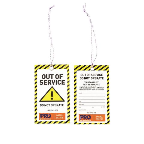 Out of Service Safety Tags 125 x 75mm PK100 - Yellow