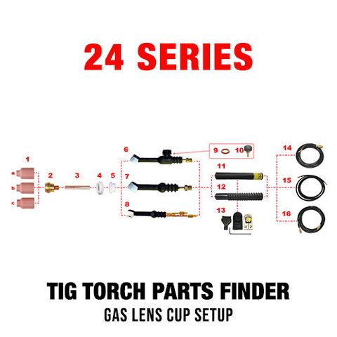 WP24 Series Gas Cup Torch Setup