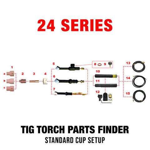 WP24 Series Standard Cup TIG Torch Setup