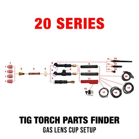 WP20 Series Gas Lens Cup TIG Torch Setup