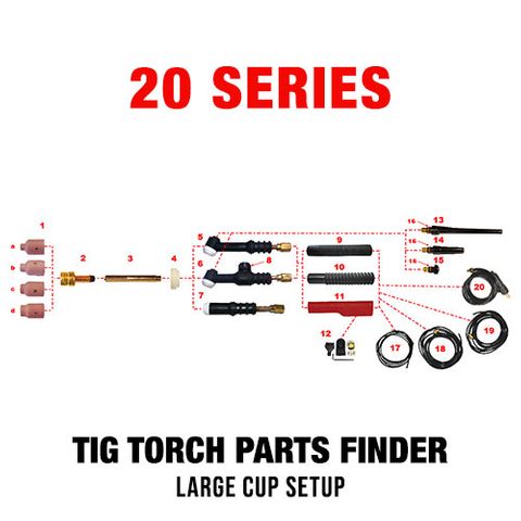 WP20 Series Large Cup TIG Torch Setup
