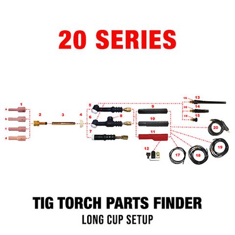 WP20 Series Long Cup TIG Torch Setup