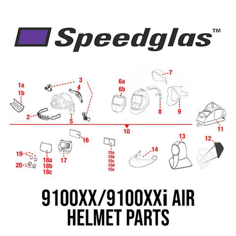 Speedglas 9100XX/XXi Air Helmet Parts Breakdown