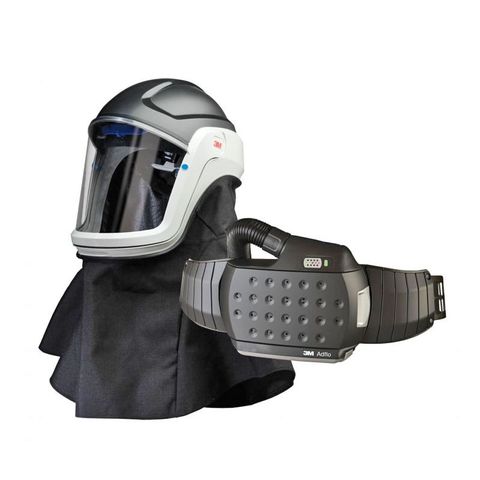 3M M-407 Flip-Up Face Shield & Safety Helmet with Adflo PAPR