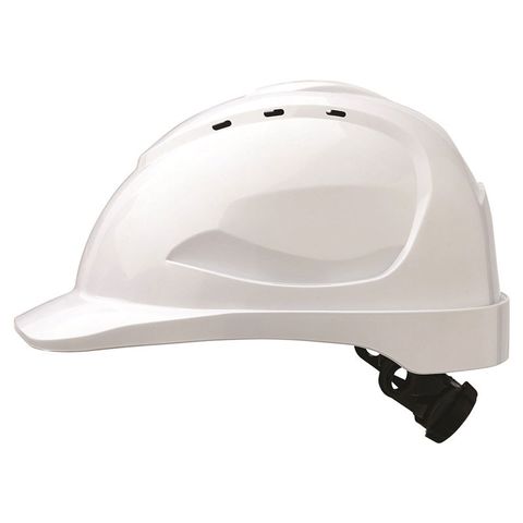 Hard Hat Vented Ratchet Harness - White
