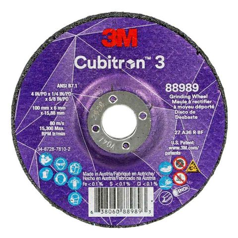 3M Cubitron 3 Grinding Wheel 100x6x16mm 36G PK10