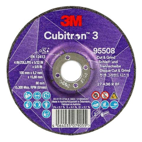 3M Cubitron 3 Cut & Grind Wheel 100x4.2x15mm 36G PK10