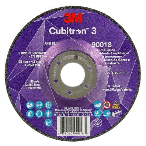 3M Cubitron 3 Cut & Grind Wheel 125x4.2x22mm 36G PK10
