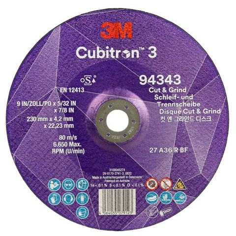 3M Cubitron 3 Cut & Grind Wheel 230x4.2x22mm 36G PK10