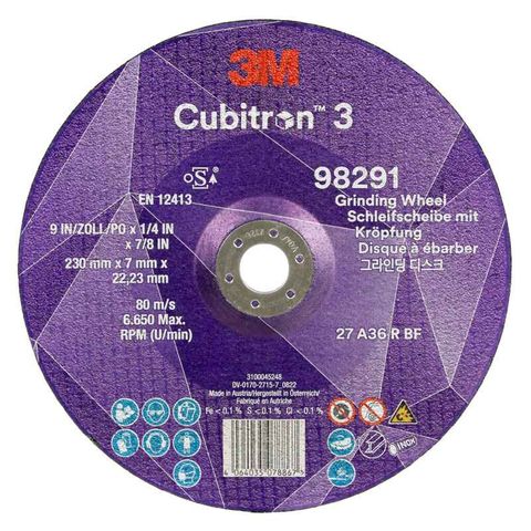 3M Cubitron 3 Grinding Wheel 230x7x22mm 36G PK10