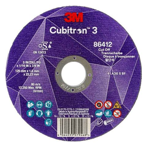 3M Cubitron 3 Cut-Off Wheel 125x1.6x22mm 36G PK25