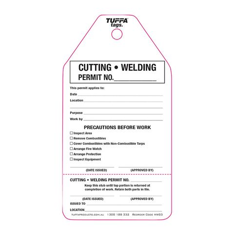 Cutting Welding Permit Tags 150 x 80mm PK100