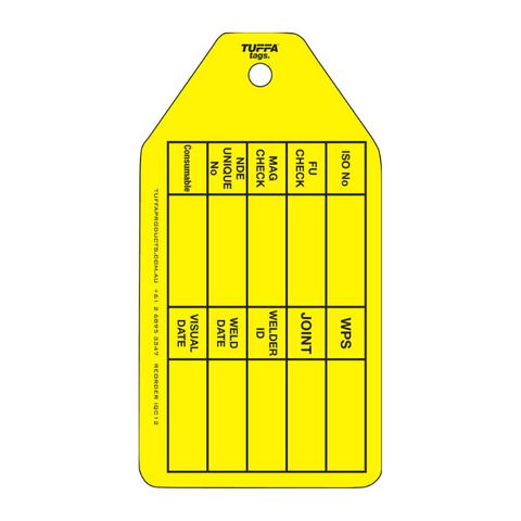 ISO QC Welding Tags 150mm x 80mm PK100