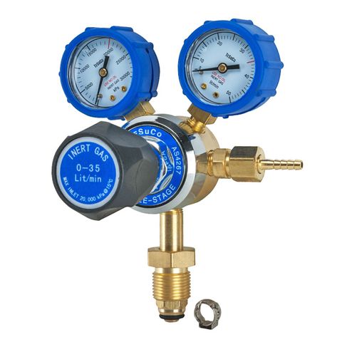 Tesuco Argon Twin Gauge Regulator - Vertical Inlet