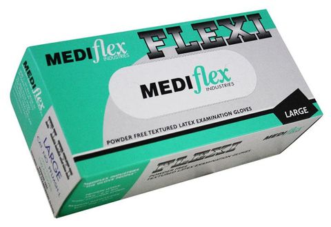 Powder Free Flexi Latex Gloves Short Cuff Large