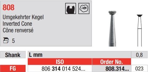 Diamond Bur 808.023FG Packet
