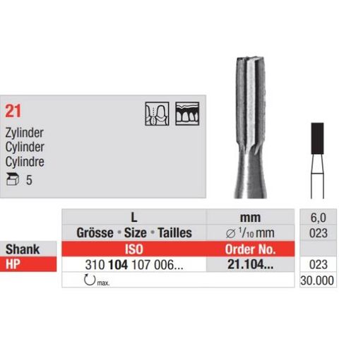 STEEL BUR,FIG 21.104.023,6 PIECES