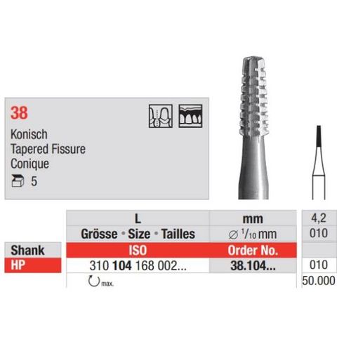 Steel Bur Fig 38.104.010 5 PIECES