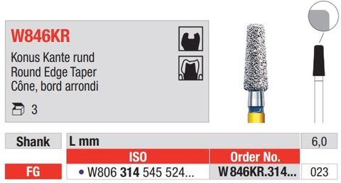 DIAMOND BUR W846KR.023, WHITE TIGER*