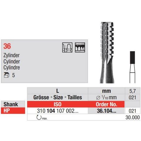 Steel Bur Fig 36.021HP 5pcs