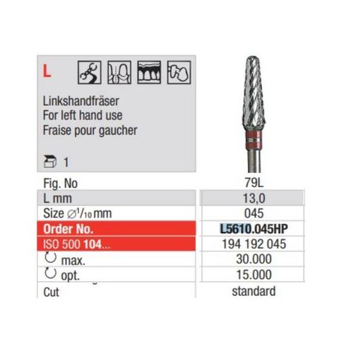 Carbide Bur L5610.045HP Left Handed