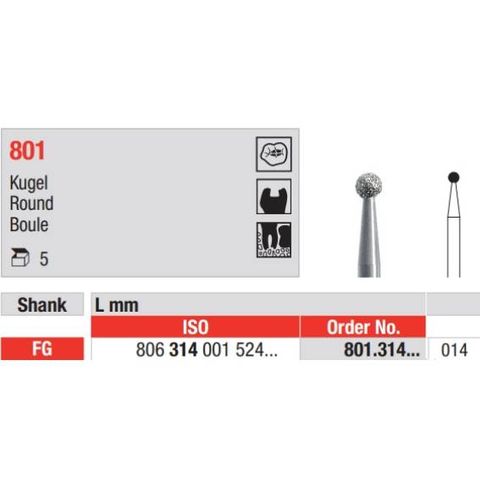 Diamond Bur 801.014 FG Packet