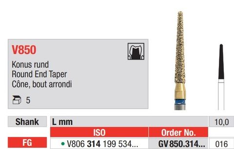 Diamond Bur FG GV850.314.016 Diacut MLT