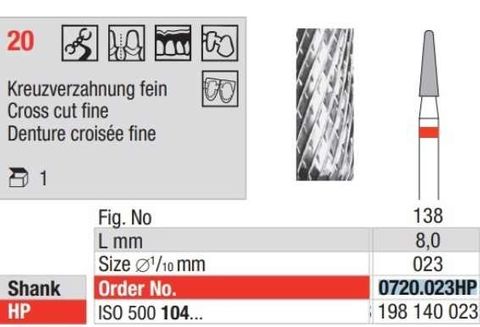 Carbide Bur 0720.023HP Fine Cut