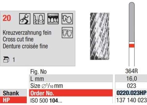 Carbide Bur 022-.023HP Cross Cut Fine