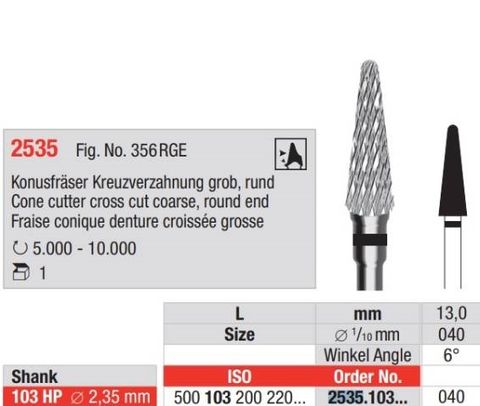 Cone Cutter Cross Cut HP 040 Round End