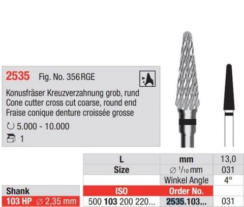 Cone Cutter Cross Cut HP 031 Round End