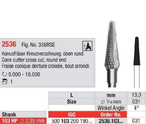 Cone Cutter Cross Cut HP 031 Round End
