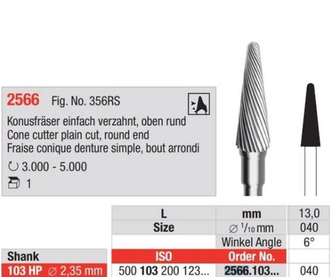 Cone Cutter Plain Cut HP 040 Round End