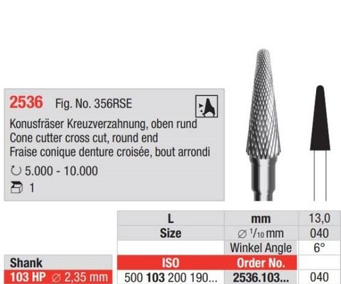 Cone Cutter Cross Cut HP 040 Round End