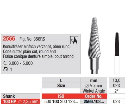 Cone Cutter Plain Cut HP 023 Round End