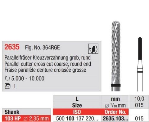 Parallel Cutter Cross Cut 015 Crse Round End