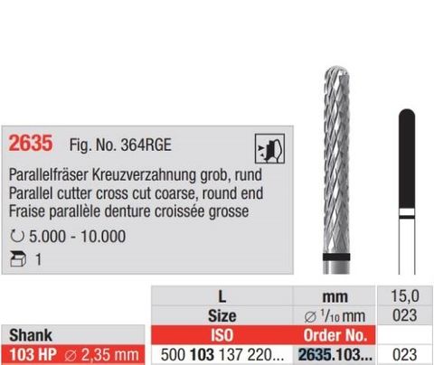 Parallel Cutter Cross Cut 023 Crse Round End